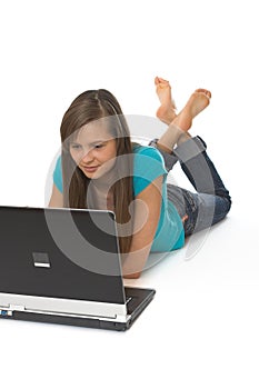 Young woman using laptop