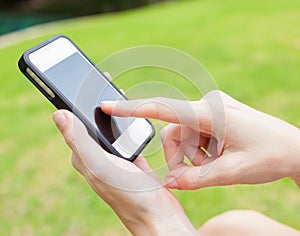 Young woman using smart phone