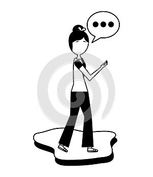 Young woman using smartphone speech bubble chatting