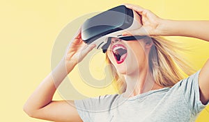 Young woman using a virtual reality headset