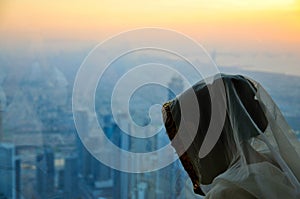 Young Woman in Veil, and View from Burj Khalifa