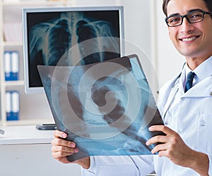 Young woman visiting radiologist for x-ray exam