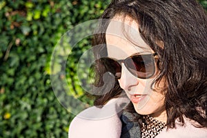 Young woman walking in a park