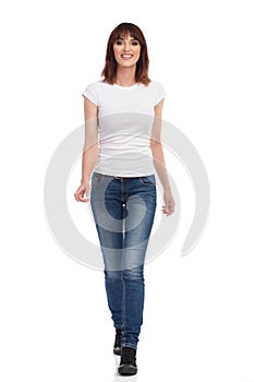 Young Woman Is Walking Towards Camera And Talking