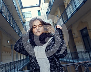 Young woman in warm clothes