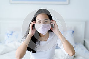 Young woman wear a face mask