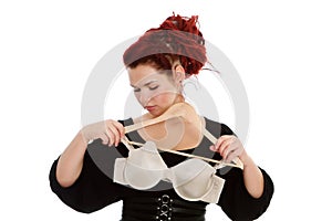 Young woman wearing bra photo