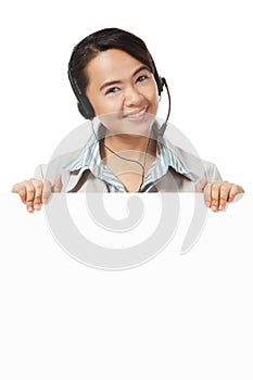 Young Woman Wearing A Headset
