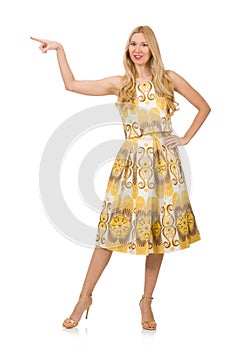 Young woman wearing long summer dress isolated on