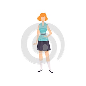 Young woman wearing vintage clothing, retro fashion girl from 70s vector Illustration on a white background