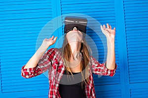 Young Woman Wearing Virtual Reality Headset