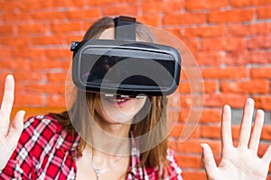 Young Woman Wearing Virtual Reality Headset