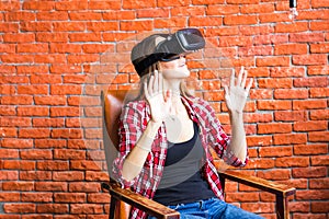 Young Woman Wearing Virtual Reality Headset