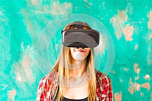 Young Woman Wearing Virtual Reality Headset