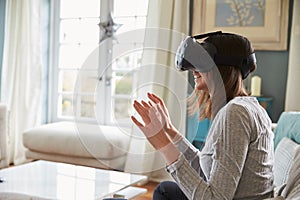 Young Woman Wearing Virtual Reality Headset In Studio