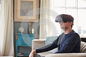 Young Woman Wearing Virtual Reality Headset In Studio