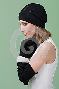 Young woman wearing a winter cap