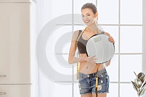Young woman weight loss perfect body shape