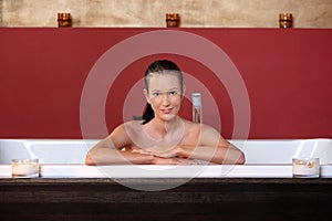 Young woman wellness bathing