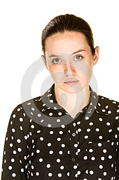 Young Woman on White