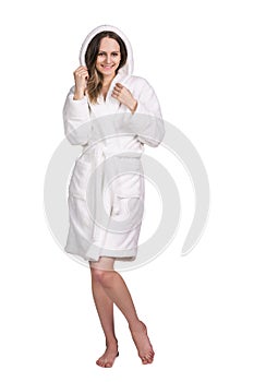 Young woman in white bathtub