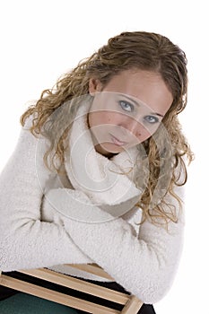 Young Woman in white Sweater