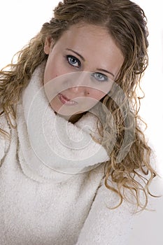 Young Woman in white Sweater