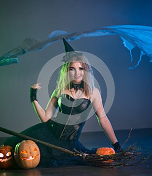 Young woman witch conjures