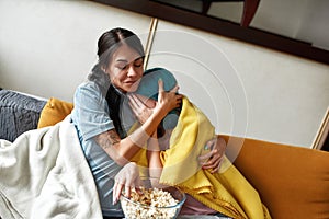 Young woman woman comforting upset partner