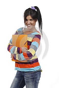 Young woman with work portfolio