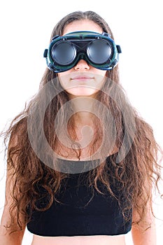 Young woman worker with goggles