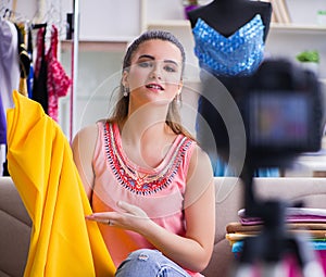 Young woman working as fashion blogger vlogger