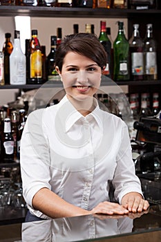 Young woman working at the bar