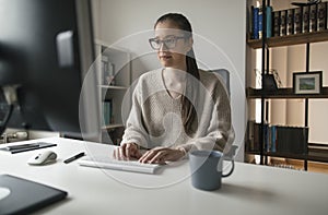 Young woman working on computer