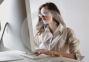 Young woman working on a computer