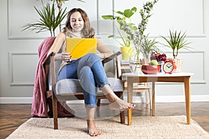 Young woman working at home