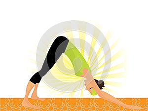 Young woman working out yoga so called photo