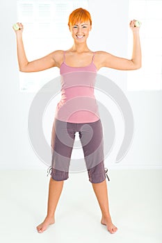 Young woman during workout