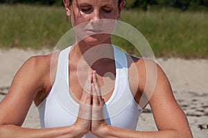 Young Woman Yoga Hand Position