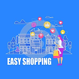 Young WomanMaking Easy Shopping, Online Purchase