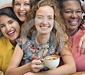 Young Women Drinking Coffee Concept