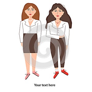 young women in elegant office clothes vector illustration