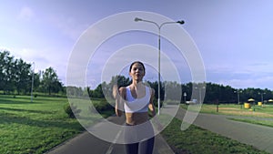 Young women are exercising with outdoor running. Concept healthy running and outdoor exercise