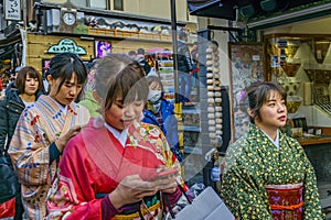 Young Women with Geisha Costume, Kyoto, Japan