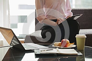 Young women with her digital tablet