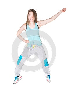 Young Women in joggers dancing and having fun