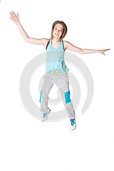 Young Women in joggers dancing and having fun