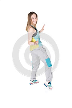 Young Women in joggers dancing and having fun