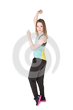 Young Women in joggers dancing and having fun