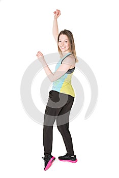 Young Women in joggers dancing and having fun